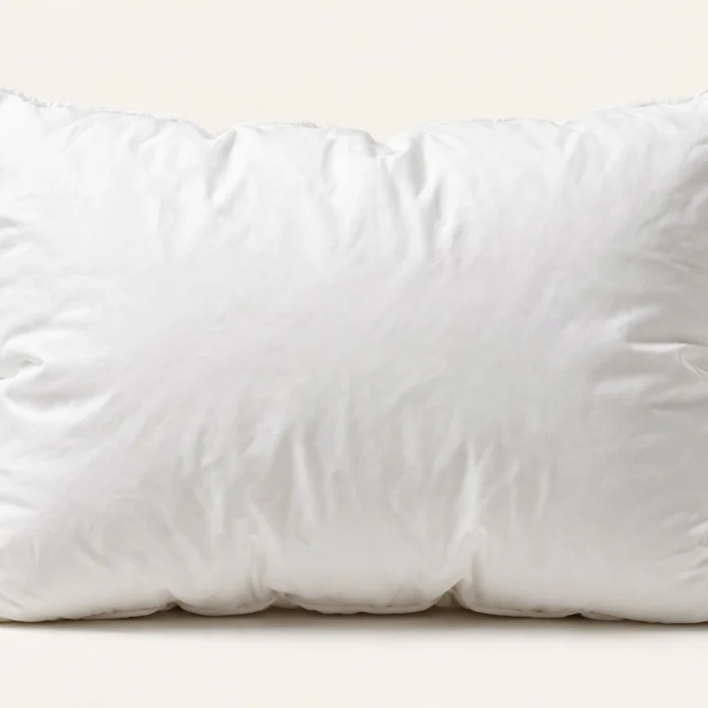 Plump white duck feather pillow, front view