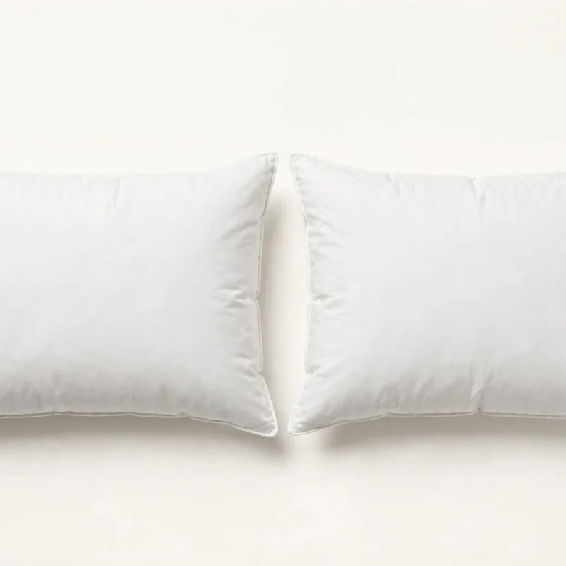 Two plain white pillows, front view